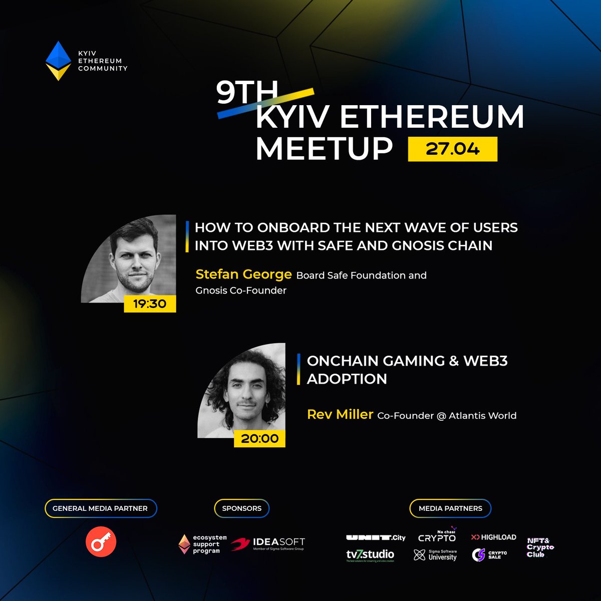 The 9th Kyiv Ethereum Community Meetup is scheduled 🔥

Our awesome speakers <a href="/StefanDGeorge/">Stefan George 🦉</a> and <a href="/revrfg/">rev miller 🇺🇦</a> invite everyone to come!

Delicious food, drinks and soulful company await you, everything as always.

Registration with POAP via NFT: payment.primsell.com/276581663

Registration