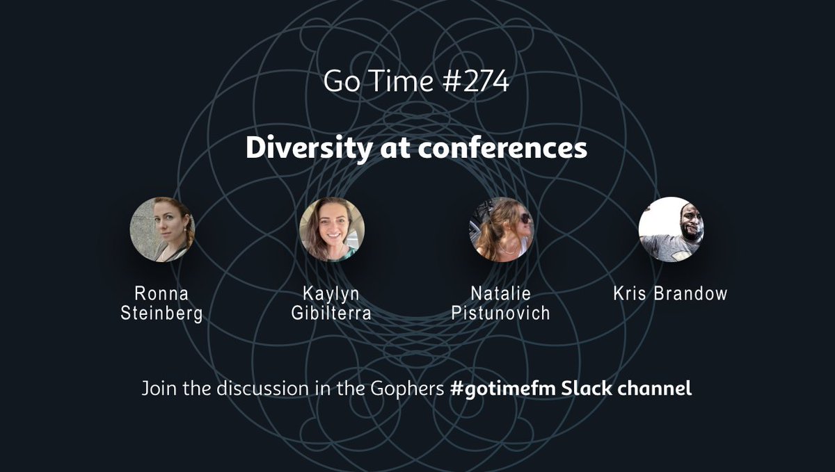 📯 Today on Go Time LIVE 📯

<a href="/ronnax/">Ronna Steinberg</a> &amp; <a href="/kgibilterra/">Kaylyn Gibilterra</a> join <a href="/NataliePis/">Natalie</a> &amp; <a href="/skriptble/">The Nuanced Writer</a> to discuss diversity at #golang conferences!

Join us for a fun conversation! 💚

👀 gotime.fm/274/live
⏰ gotime.fm/274/time