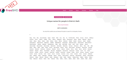 ThreadsThruTime's tweet photo. As a volunteer with @FreeUKGen I have been trying out the Beta version of FreeBMD. It is so useful to see the different First names and Surnames included for a district. I found a number of variations for the Sartain surname I am researching. #FreeBMD #AncestryHour #FreeUKGen https://t.co/jhIEJXRegm