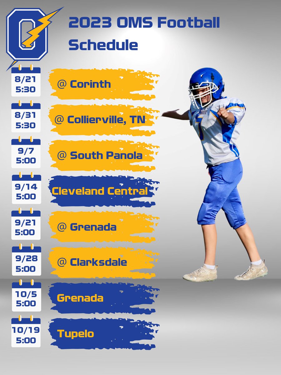 2023 OMS Football Season Schedule! #ChargerforLife