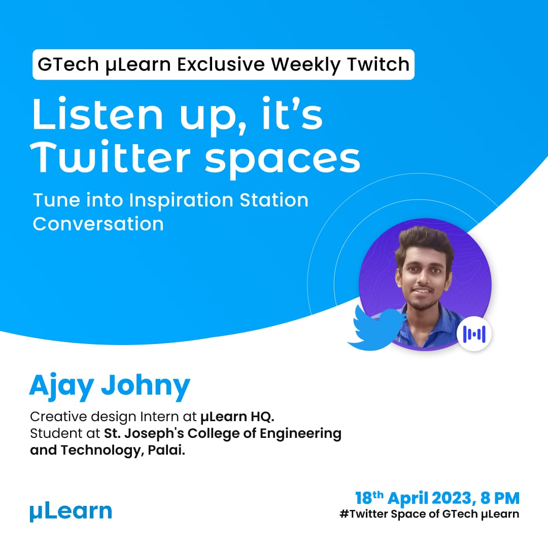 AjayJohny01's tweet photo. I am excited to share that I recently had the opportunity to speak on Inspiration Station Radio, hosted by GTech MuLearn.
Thank you to GTech MuLearn for this amazing opportunity, and to all the listeners who tuned in to the broadcast.
#ajayjohny #isr #twitter #Gtechmulearn https://t.co/is5Bduxlwu