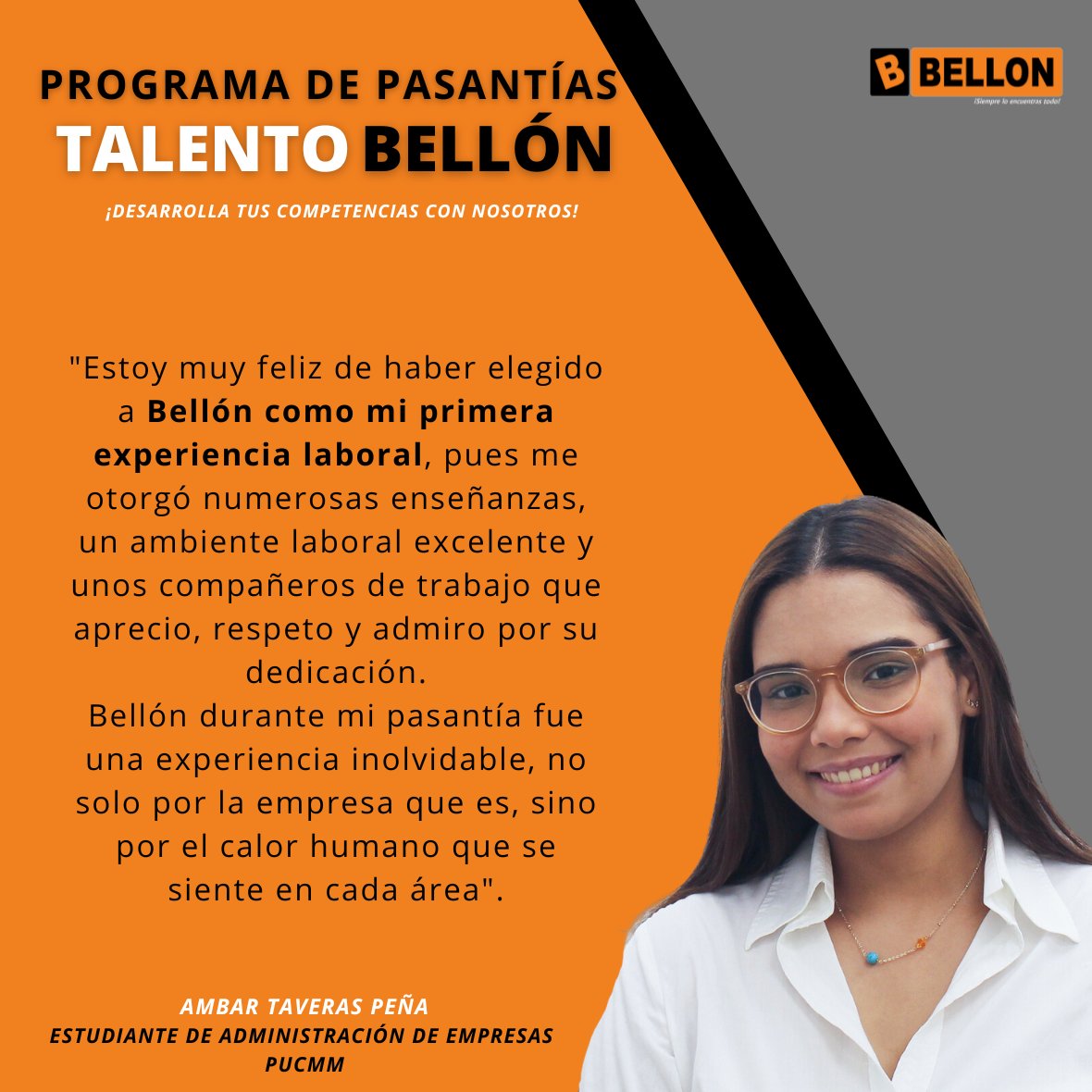 bellonrd's tweet photo. Compartimos las experiencias de las primeras integrantes del Programa de Pasantías "Talento Bellón". #BellonRD #Bellon #Pasantias #TalentoBellón https://t.co/yd7c5r5lSs