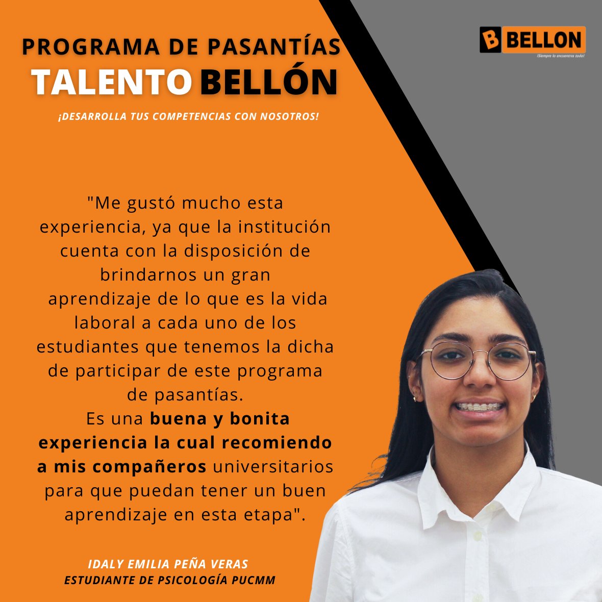bellonrd's tweet photo. Compartimos las experiencias de las primeras integrantes del Programa de Pasantías "Talento Bellón". #BellonRD #Bellon #Pasantias #TalentoBellón https://t.co/yd7c5r5lSs