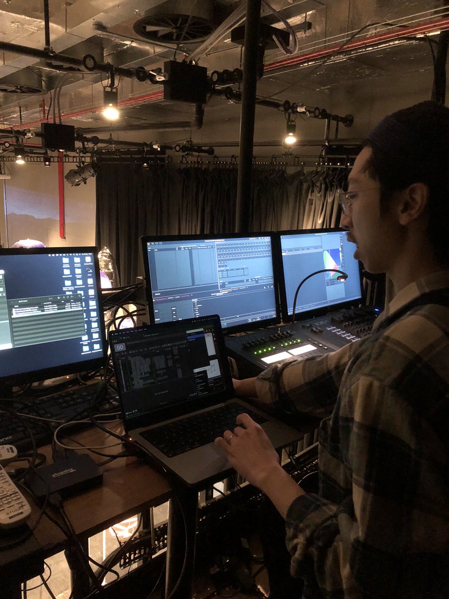 ghostandjohn's tweet photo. @ghosososost is not only performing at Bitter Moves Sweet Truths, he also creates projection visuals w/ @jef_choy, and builds cues for music and the 3-screen projection. If you are looking for a creative technologist, he is your first choice. 
For now: https://t.co/GjLfmiY6Be https://t.co/0UxU3T2oKE