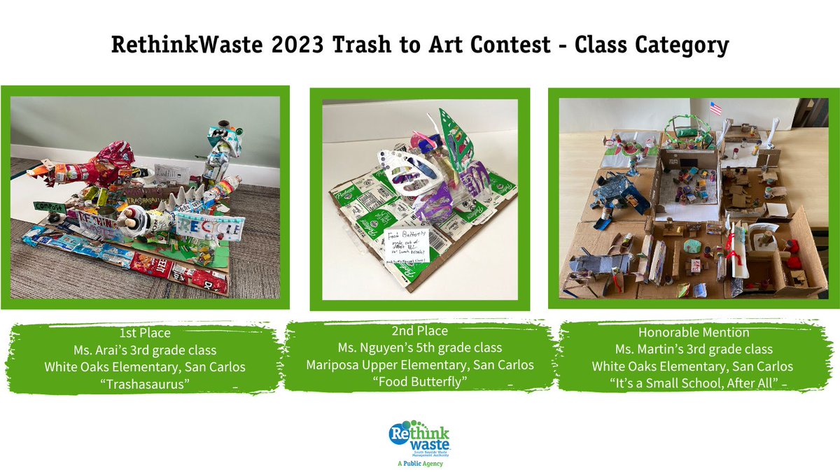 We're excited to announce our 2023 Trash to Art winners! There were so many great entries from students &amp; classes from 6 of our member agencies. This year we have winners by grade level and classes! Congrats to all our winners! Learn more about them here: bit.ly/2023TTAwinners