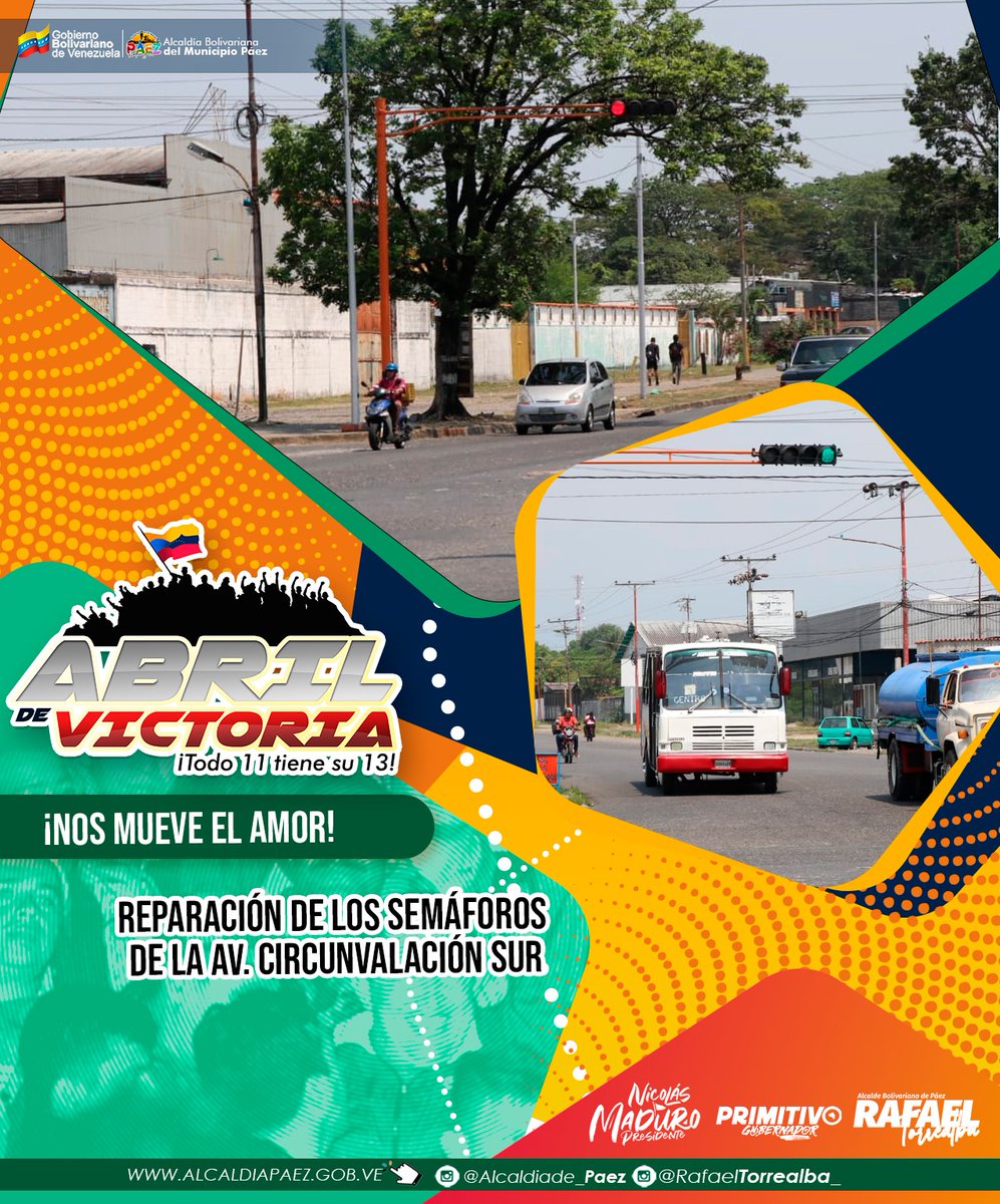 alcaldia_depaez's tweet photo. Cuadrillas de la Alcaldía de Páez trabajan en el mantenimiento y reactivación de los semáforos de la Av. Circunvalación.

Cumpliendo con el #1x10DelBuenGobierno del pdte @NicolasMaduro, el gob @PrimitivoPsuv y el alcalde @rtorrealba_ 

#PáezProduceYCrece #RevoluciónÉtica https://t.co/R3WQgOuYK6