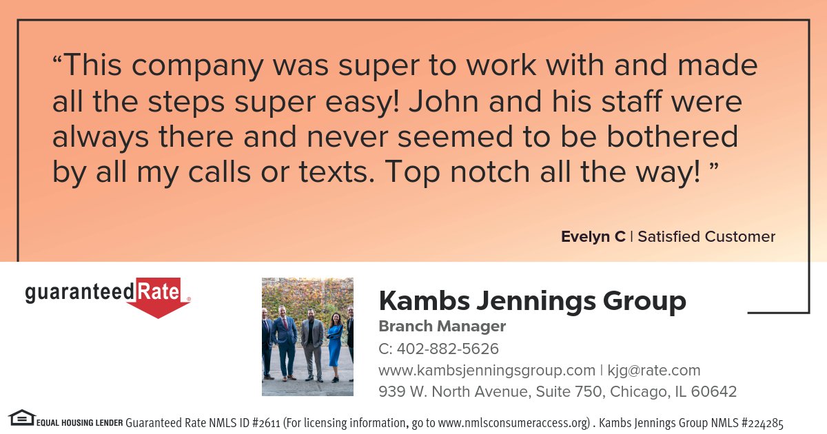 𝕋𝕖𝕤𝕥𝕚𝕞𝕠𝕟𝕚𝕒𝕝 𝕋𝕦𝕖𝕤𝕕𝕒𝕪!
Thank you Evelyn for the review!  Our  team is committed to delivering our clients the best mortgage lending experience.  We are never too busy for your texts or calls! 

#testimonialtuesday #customerservice #kambsjenningsgroup