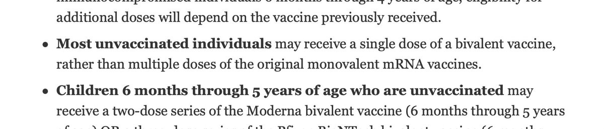 BearGauss's tweet photo. @NCM4Ever @ProductionKate FDA wording is oddly obscure, but sure looks like they are saying enough immunity (in the unvaccinated) that one dose of bivalent (i.e. the only approved vax now) is all that is recommended to unvax'd.  They quote evidence of monovalent single dose in prior infected. https://t.co/tlh0lgwECc