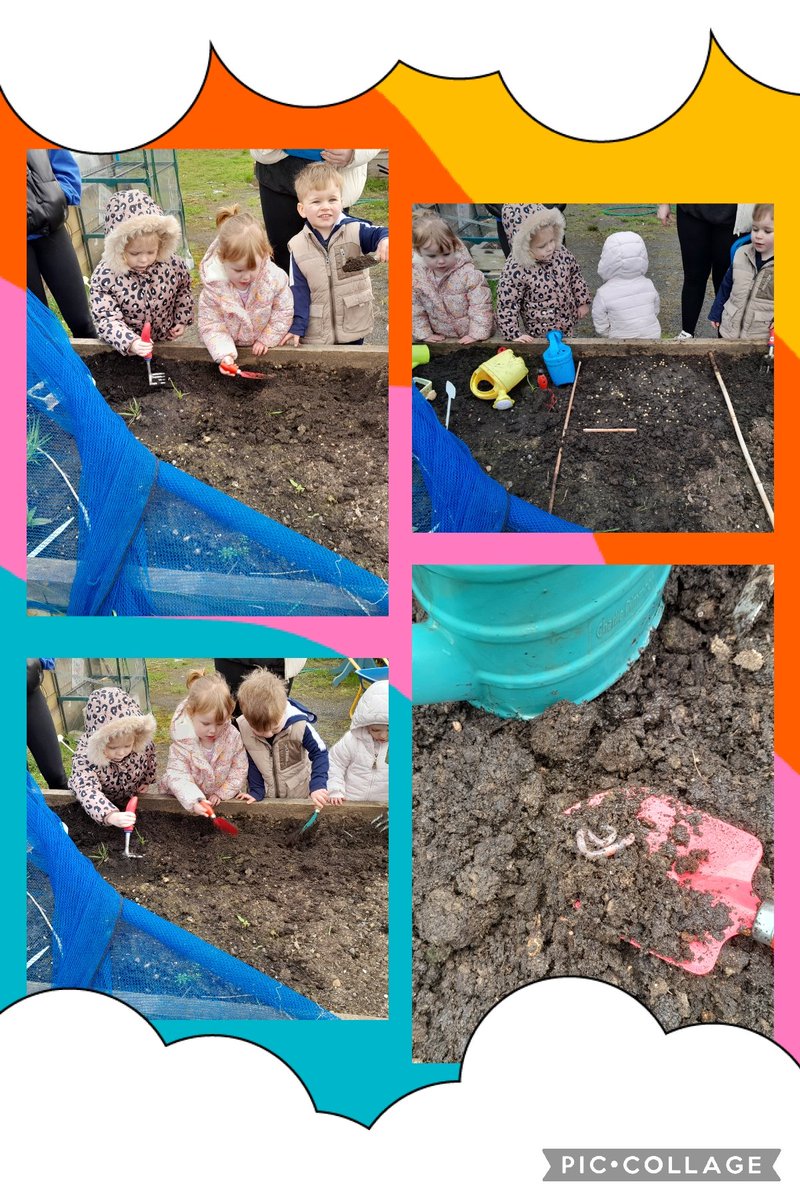 Suzieq1402's tweet photo. Lovely warm afternoon with #fareplaynursery at @FARE_Scotland LCA. Planted sugarsnap &amp; peas
,watered veggies under wee  greenhouse, mini beast storytime, bughunting, paint what you see. Used @RHSSchools Spring Chart . @Jimmy_FARE @LeniFare https://t.co/RfEMRzvkvp