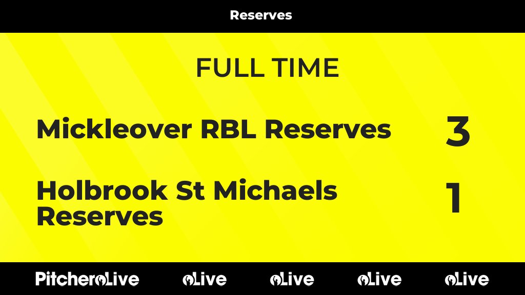 mickleoverrblf1's tweet photo. FULL TIME: Mickleover RBL Reserves 3 - 1 Holbrook St Michaels Reserves
#MICHOL #Pitchero
https://t.co/qRwZCJEgCc https://t.co/881DZJPY6u