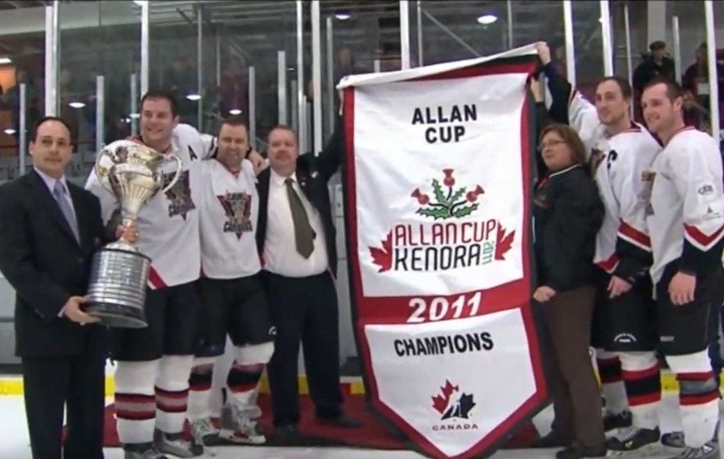 nlhh1896's tweet photo. #AllanCup:  On April 16, 2011 the Clarenville Caribous won NL's second Allan Cup. It had been 25 years since the Corner Brook Royals brought home our first national senior hockey championship.  Clarenville were outshot by Bentley Generals 42-23 in the final game but won the game 5-3. The Caribous had the best power play in the tournament and went undefeated with a record of 4-0. @NLsrHockey