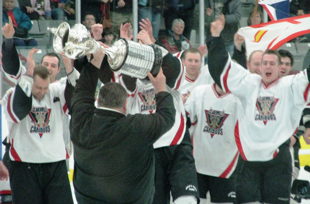 nlhh1896's tweet photo. #AllanCup:  On April 16, 2011 the Clarenville Caribous won NL's second Allan Cup. It had been 25 years since the Corner Brook Royals brought home our first national senior hockey championship.  Clarenville were outshot by Bentley Generals 42-23 in the final game but won the game 5-3. The Caribous had the best power play in the tournament and went undefeated with a record of 4-0. @NLsrHockey