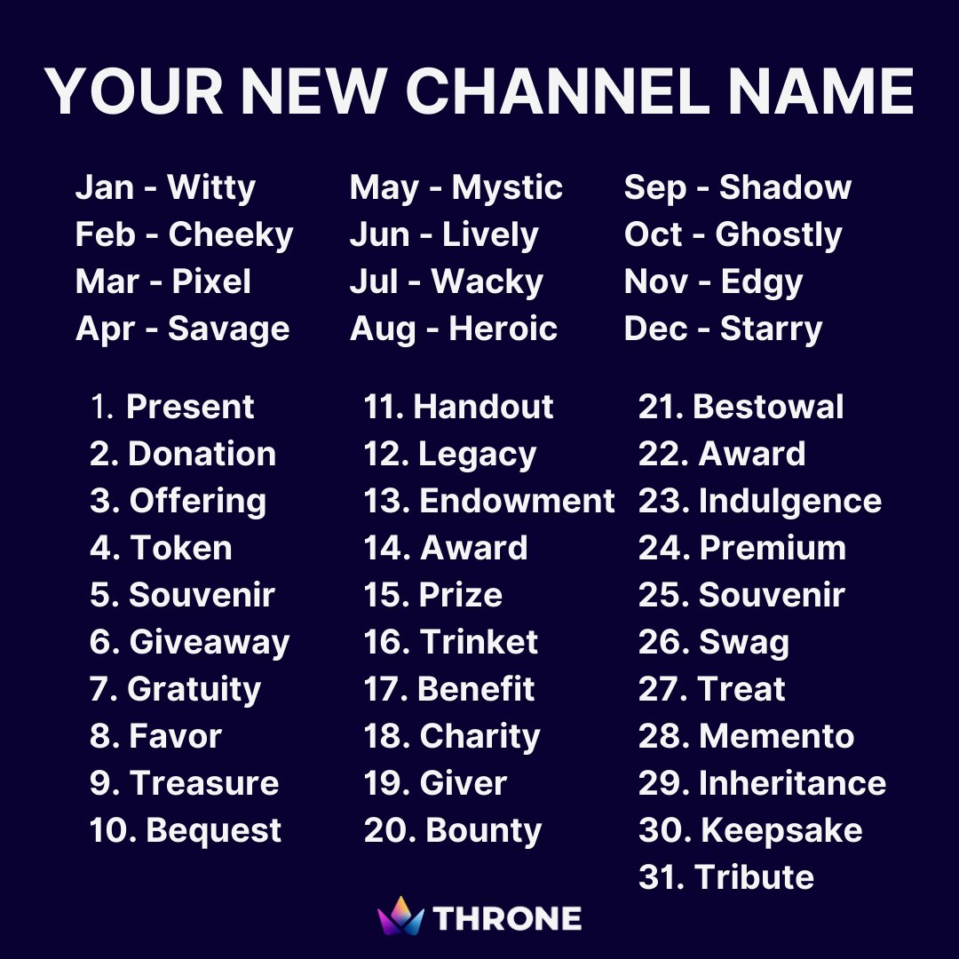 Throne on Twitter "Creators, what's your new channel name? 👑 (PS it