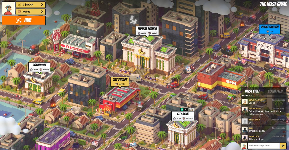 Honestly, impressed by the <a href="/playtheheist/">The Heist</a> team.

The game is ready one day after the mint and runs super smoothly.

I love the deflationary mechanic of both the NFTs and the Token.

Added 3 gorillas today to my chimp army.

I hope that the bear market won't rug us 🙏