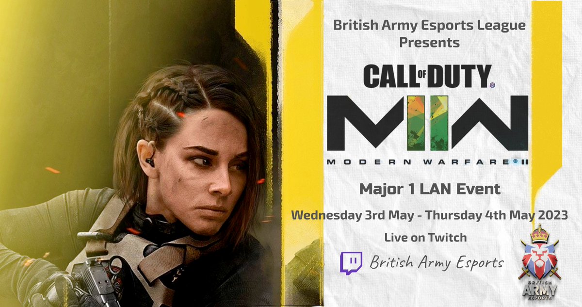 8 Teams, 2 days of mayhem with teams still contesting for spaces in the final spots!  

➡️FOLLOW : twitch.tv/britisharmyesp…… 

🔔Notifications on!  

#CoD #esports #lan #baes #baeslions #gaming #events #twitch