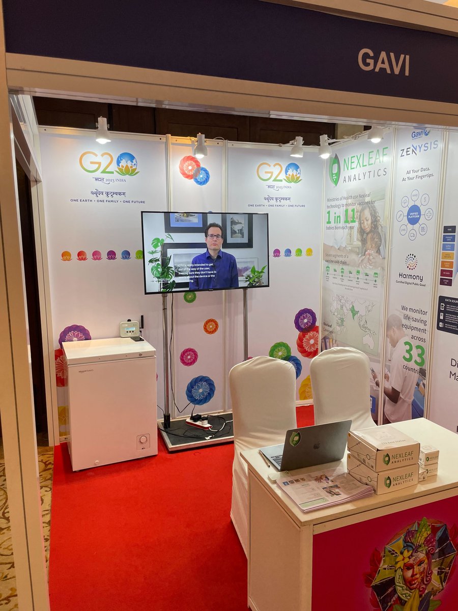 Nexleaf's tweet photo. We're so grateful for the opportunities #G20India has bought us so far. A focused discussion with @GaviMarieAnge & @yodifiji on the partnership between @gavi & #Nexleaf, as well as the chance to meet with Dr. @mansukhmandviya, the Honorable Minister for @MoHFW_INDIA. https://t.co/EqwWq9UNcZ
