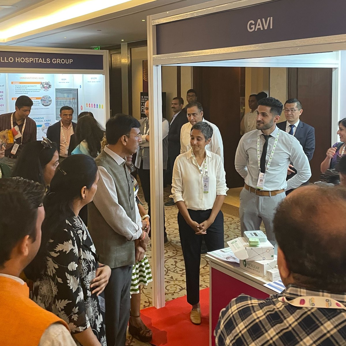 Nexleaf's tweet photo. We're so grateful for the opportunities #G20India has bought us so far. A focused discussion with @GaviMarieAnge & @yodifiji on the partnership between @gavi & #Nexleaf, as well as the chance to meet with Dr. @mansukhmandviya, the Honorable Minister for @MoHFW_INDIA. https://t.co/EqwWq9UNcZ