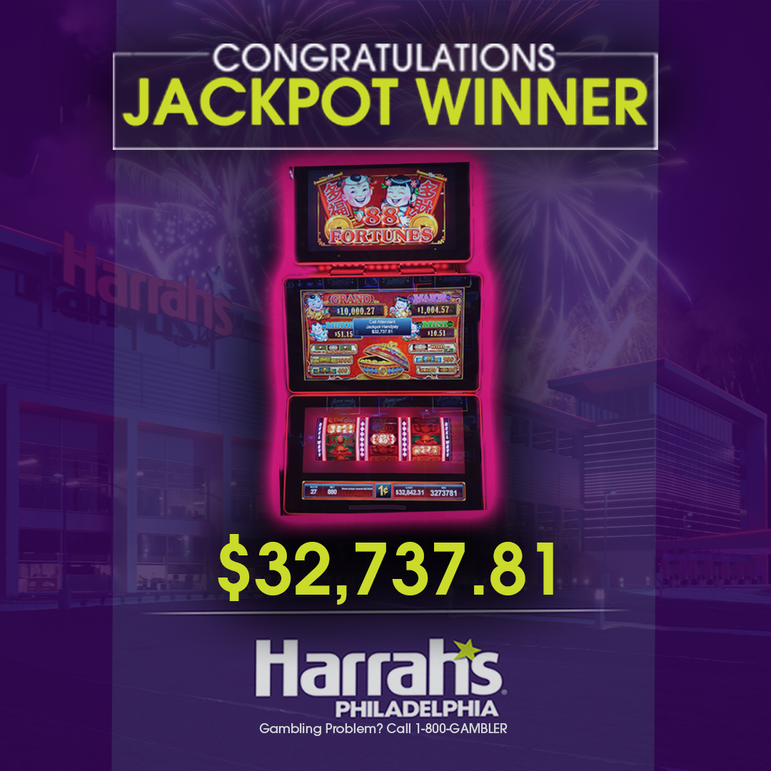 HarrahsPHL's tweet photo. 🎰Another WINNER right here at #HarrahsPHL🎰
This time for a 💰$32,737.81💰 jackpot on 8️⃣ 8️⃣ Fortune .
#HarrahsPhillyJackpots
#WinLikeACaesar
#AnotherWon
Gambling Problem? Call 1-800-GAMBLER https://t.co/hKqbWmdpqr