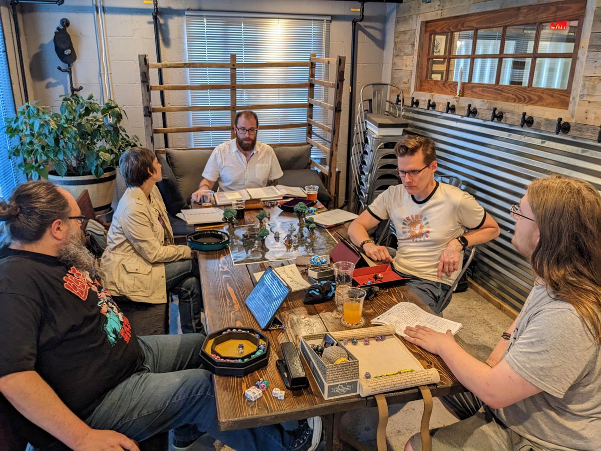 Monster playtest! The Tallon Cat snuck into our regular game! They were reskinned as mutant crocodiles to fit the swamp theme  and performed great against a tough party! Thanks to @FreightYardBrew for the great place to play! Thanks to <a href="/TMPinSYR/">Todd Panek</a> from <a href="/TSPHCTweets/">The SuperPodHeroCast</a> for the pics!