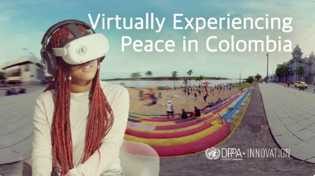 UNDPPA's tweet photo. The UN Verification Mission in Colombia is using Virtual Reality (VR) storytelling for peacebuilding. Watch this short documentary capturing reactions from a focus group who experienced "Pathways Colombia", ahead of World Creativity and Innovation Day! https://t.co/eaxpvCNUfT https://t.co/USH2AWaD2k