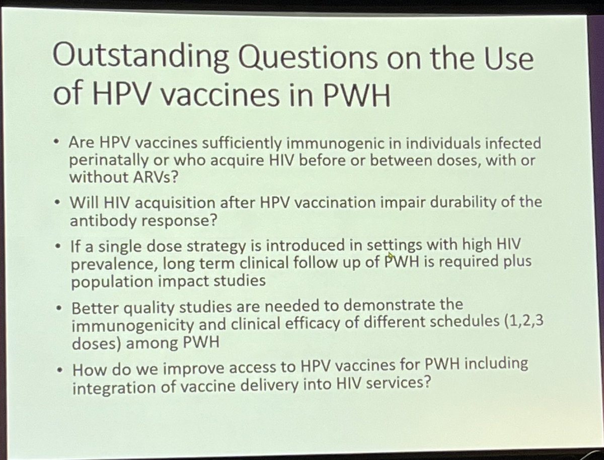 AlisonFootman's tweet image. Helen Rees presenting great information focused on HPV vaccination among women living with HIV. Many research questions left to be answered especially if we are serious about a one dose HPV vaccine. #IPVC2023