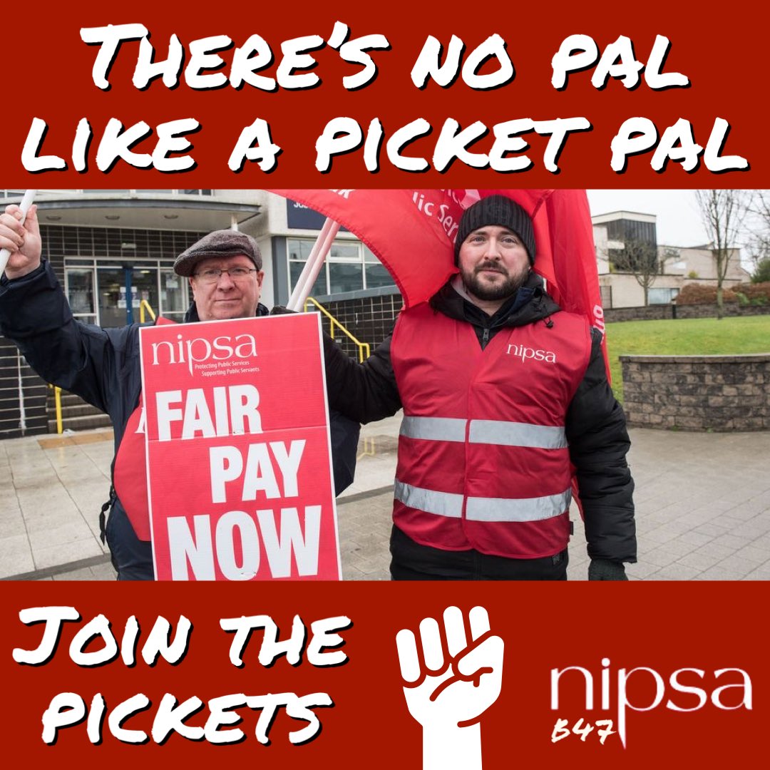NIPSA_B47's tweet photo. Join the pickets for solidarity, camaraderie & craic ✊ #NICSStrikeApril26 ⚡️ #WeWontBeLeftBehind 🚩 #OneBigUnion ❤️🤍 https://t.co/ce4XkZk1CW