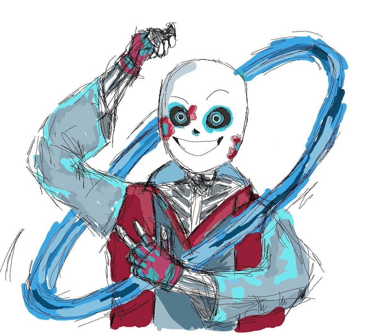 kydeees's tweet photo. Sketch of my new baby, neutron ink! He glows when he sneezes, and he sneezes often)

#inksans 
#undertale #undertaleAU https://t.co/IZ2a3cFtgZ
