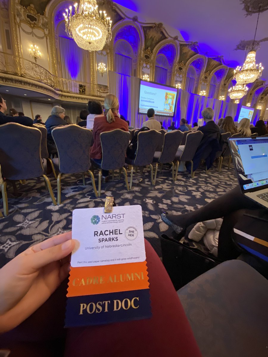 RachelASparks's tweet photo. Big fan of these seed paper name tags and this fabulous keynote on Engineering Science Reform! Are there any other @DBER_SiT members at #NARST23? (PS @NARSTorg please let this count as a selfie) https://t.co/KqL9PCwCPB