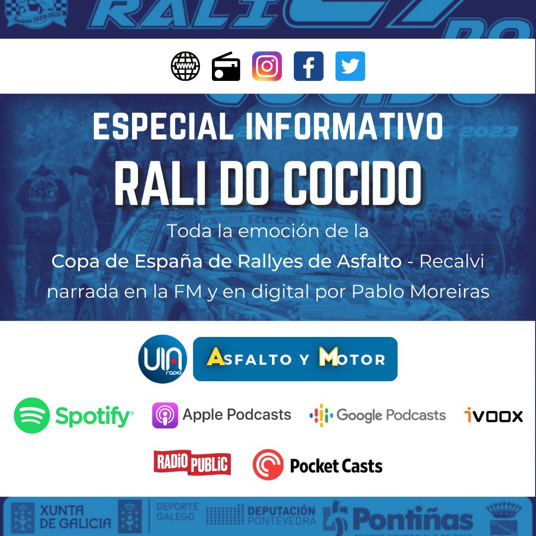 LalinDeza's tweet photo. Este año cambiamos de emisora 🎙️ 

Los compañeros de Asfalto y Motor, a través de Vía Radio serán los encargados de retransmitir en directo el 27º Rali do Cocido 👌

Podréis seguir esta primera cita de la @CERA_Recalvi en https://t.co/CnmX2vB1rX o en el dial 102.7 de la FM 📻 https://t.co/6TAIemCiJx