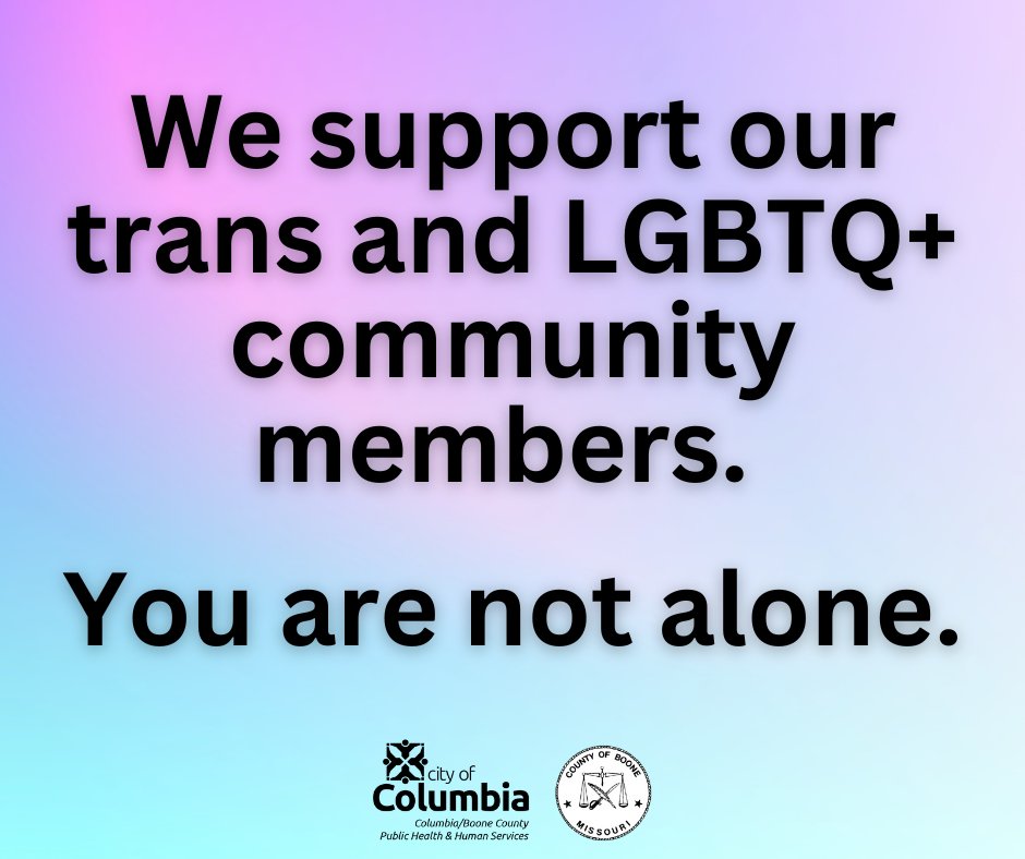 We know many trans folks and LGBTQ+ community are struggling with proposed anti-trans policies/legislation that could place restrictions on gender-affirming care for Missourians.
Here are resources for those who need support during this difficult time. You are not alone.
1/5