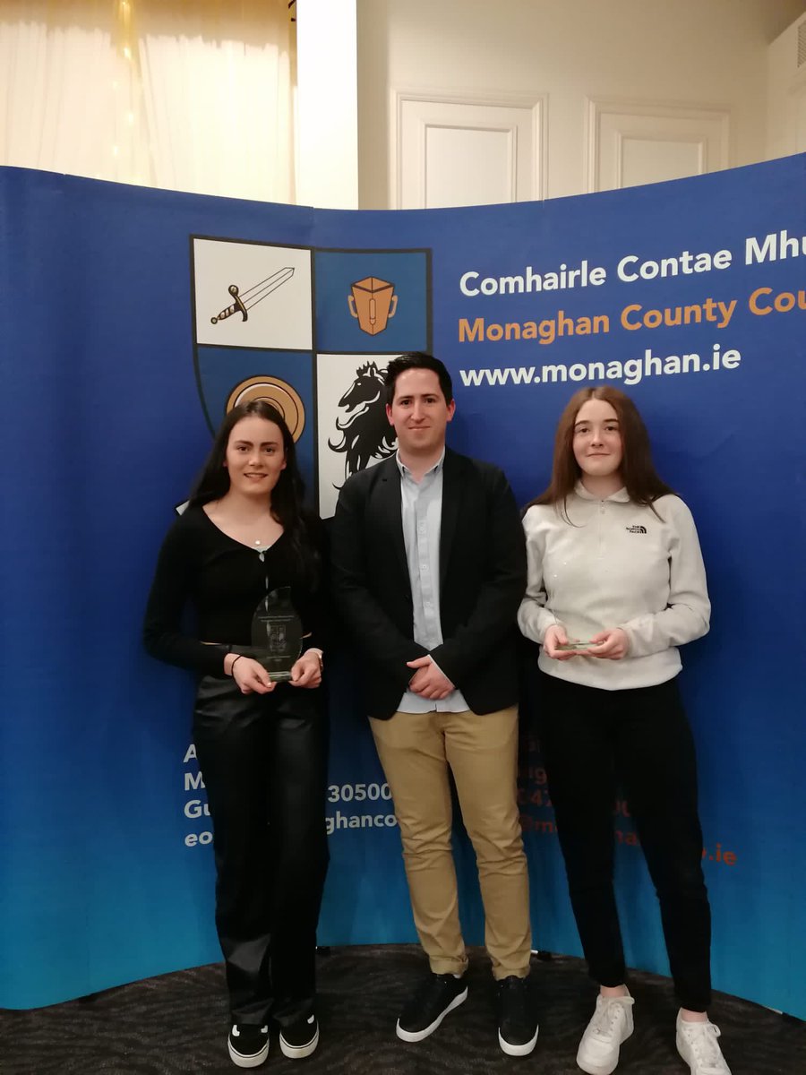 LargyOfficial's tweet photo. Congratulations to Amy Jo Kierans (TY) &amp; Sarah McCaffrey (3rd Yr) who were recipients of awards tonight from Monaghan County Council for their sporting achievements, in Athletics &amp; Soccer respectively. 🏃🏻‍♀️⚽ Well done girls, all of us here at Largy College are very proud of you! https://t.co/YIlf9hRLoU