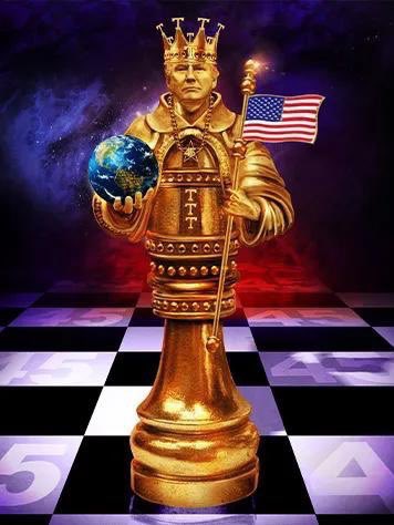 DonnieDarkened's tweet photo. Donald Trump just released NFT’s as apart of his series of ‘Trump Cards.’ 

Here are two of them. Both appear to depict his conquering of the world, as his been foreshadowed many times before. https://t.co/2GXWXIR8L6