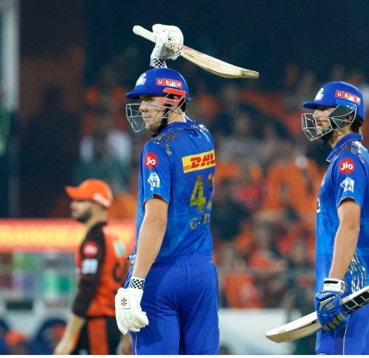 ImDannyKale's tweet photo. Glimpes of #SRHvsMI
1. @tilak_varma 's cameo to gain momentum at crucial time
2. Maiden IPL fifty for @camogreen11 ...many more to come
3. Risk worth wicket for @IPiyushChawla .. Got rid of Klassen
4. @timdavid8 did what @KieronPollard55 used to do for @mipaltan over the yrs https://t.co/i3QWvXBLKL