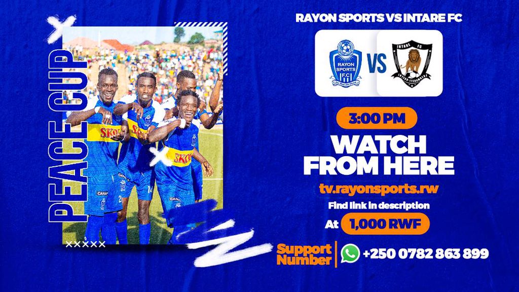 rayon_sports's tweet photo. Umukino wa #RayonSports ๐ #IntareFc wari utegerejwe na benshi birangiye ubaye!
Iyandikishe kuri https://t.co/eMAU4WpTS7 uzabashe kuwureba ejo saa cyenda zuzuye.
Ntucikwe!
#Gikundiro | #OneTeamOneDream https://t.co/6IY3EUeZBO