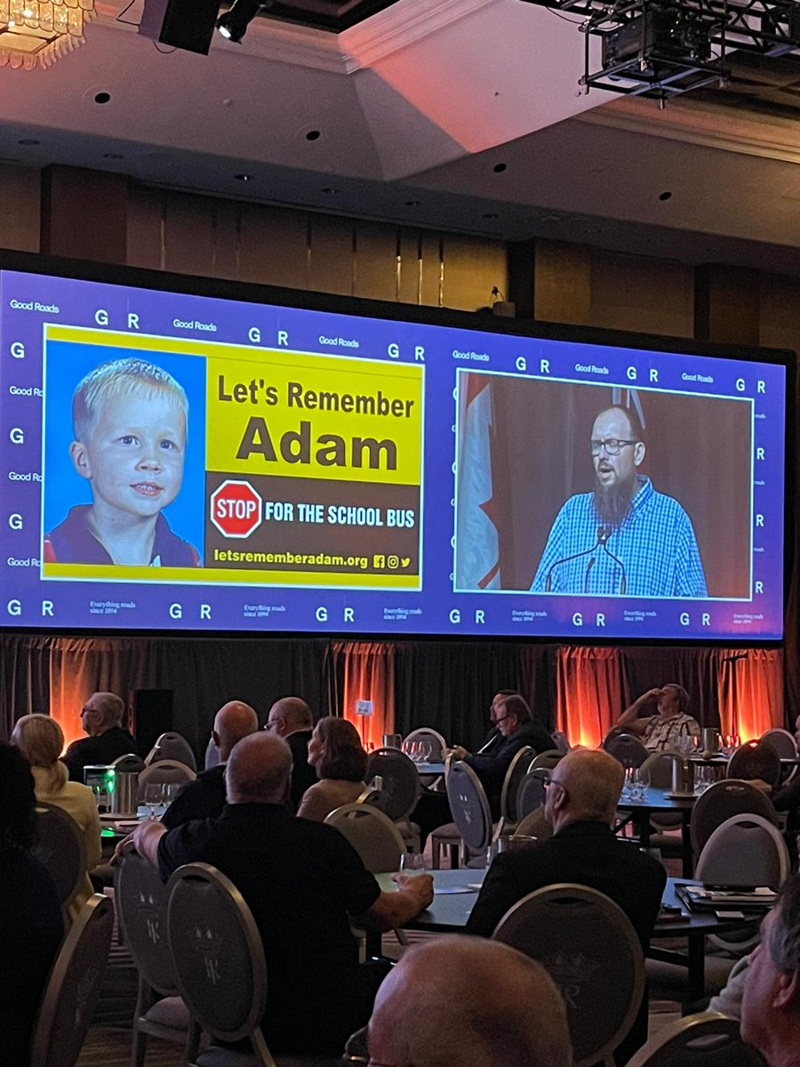 Piragal's tweet photo. Let's remember Adam. Stop 🛑 for school buses. 
Learn more at https://t.co/6XrZpguFKm
#GoodRoadsConference @GoodRoads https://t.co/rvTjiMKBzm