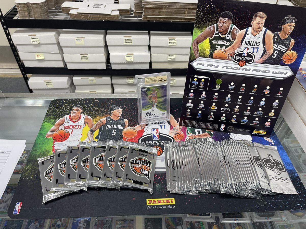 <a href="/PaniniPOD/">Panini POD</a> starting in store tomorrow! Grab boxes and packs of <a href="/PaniniAmerica/">Panini America</a> NBA product for your chance to win this <a href="/shaiglalex/">Shai Gilgeous-Alexander</a> auto! Lots of other prizes as well as free packs for everyone who gets entered in the drawing! 

#whodoyoucollect #paninipod #getitatcleves