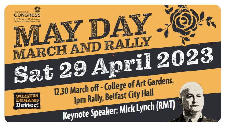 Mick Lynch speaking at this year’s May Day rally in Belfast