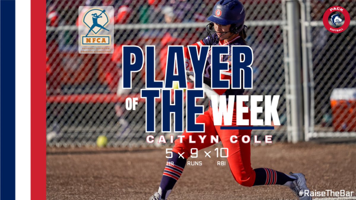 CSU-Pueblo Softball (@csupsoftball) on Twitter photo 🚨🥎 .<a href="/CSUPsoftball/">CSU-Pueblo Softball</a> freshman Caitlyn Cole rakes in <a href="/NFCAorg/">National Fastpitch Coaches Association</a> Player of the Week
Cole became the first player in team history and hit 5 HR in a four-game series last week at UCCS 😤
MORE: bit.ly/3UQaP8P
#DevelopingChampions #RaiseTheBar 🚨🥎 .<a href="/CSUPsoftball/">CSU-Pueblo Softball</a> freshman Caitlyn Cole rakes in <a href="/NFCAorg/">National Fastpitch Coaches Association</a> Player of the Week
Cole became the first player in team history and hit 5 HR in a four-game series last week at UCCS 😤
MORE: bit.ly/3UQaP8P
#DevelopingChampions #RaiseTheBar