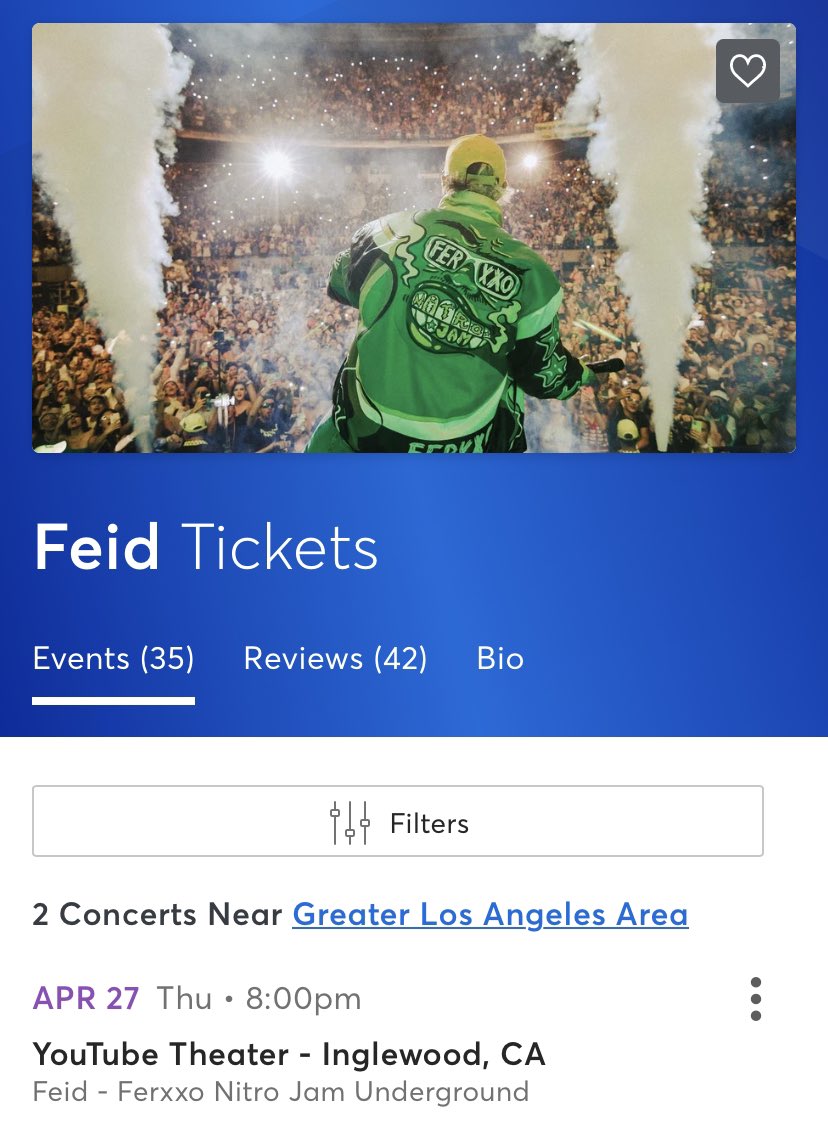 JayV779's tweet photo. Selling 1 Feid Los Angeles Floor Ticket. GOLD VIP, includes a free drink. For Thursday, April 27th 2023. $450 obo

(No gold for Thursday available on TM, only for Friday, resell for that day goes for 510)

04/27/2023 Feid Ticket for sale https://t.co/QpaHcqcjX8