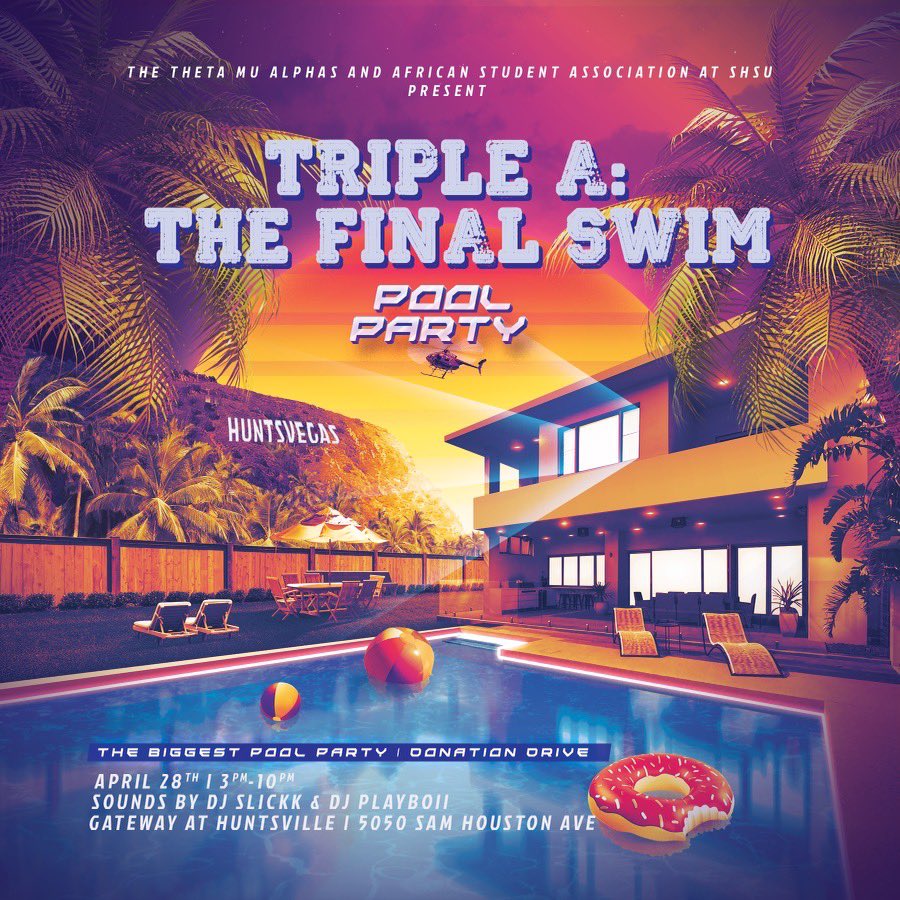 SRTPromos's tweet image. FriYayy!! 4/28 a date to remember 🤩

#TripleA the livest pool party to ever hit the ville takes action once again 💦

#ProjectSam the official black light after play w/ inside venue 🔦🥶

#ShsuSpringfest2k23