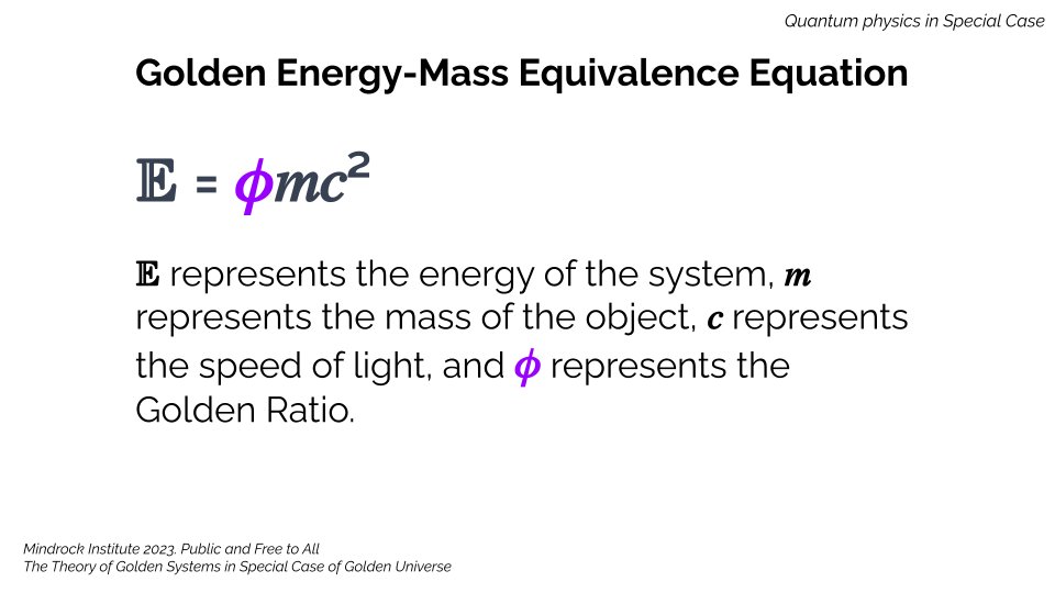 p_cherkashin's tweet photo. 📚 Learn #QuantumPhysics with #GoldenSystemsTheory, unlock a world of new insights in the #SpecialCase! 🎓 𝔼 = 𝜙𝑚𝑐² forever! https://t.co/HhG14ahfyv
