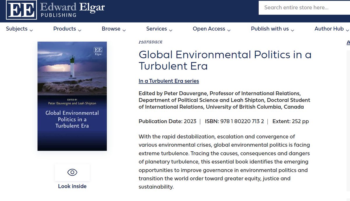 conresglobal's tweet photo. Check out this book, “Global Environmental Politics in a Turbulent Era”, published by @ElgarPublishing, co-edited by @leahshipton &amp; @PeterDauvergne. Various environmental experts and scholars contributed, including @McCormackGrad Prof @StacyDVanDeveer Link https://t.co/50uqct5lq9 https://t.co/Ac9GrNZHTv