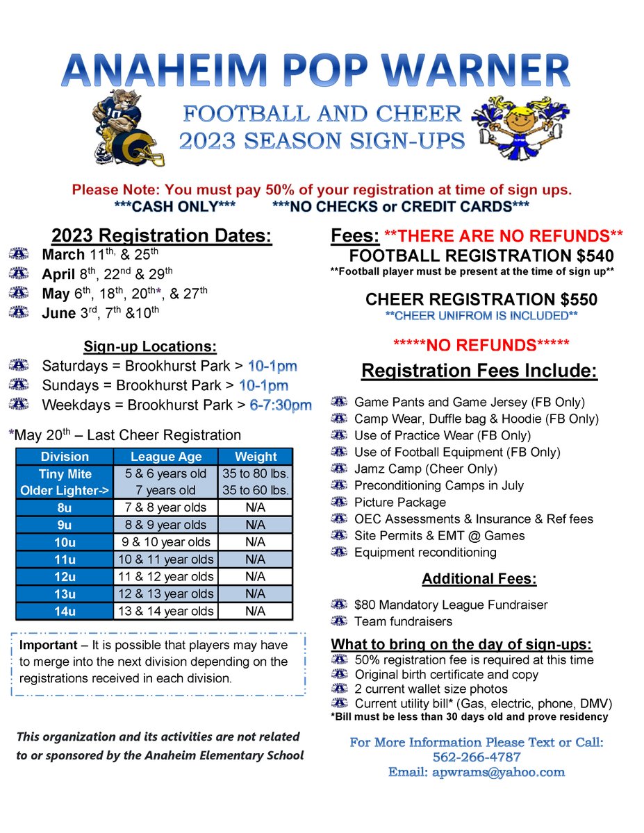 Football &amp; Cheer Sign-Ups