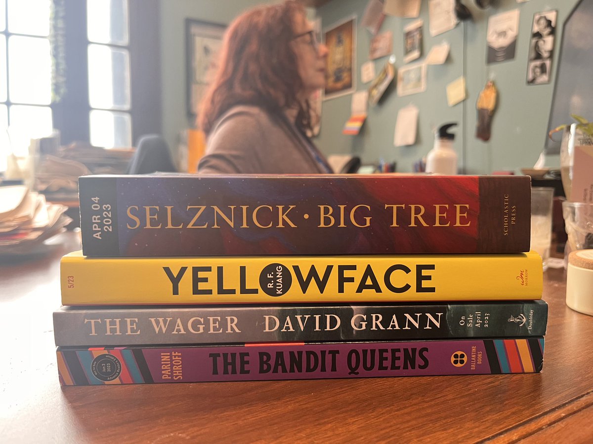 Prepping for tomorrow’s <a href="/KCURUpToDate/">KCUR's Up To Date</a> book segment Can’t WAIT to talk about books from #BrianSelznick <a href="/kuangrf/">Rebecca F. Kuang</a> <a href="/DavidGrann/">David Grann</a> <a href="/PariniShroff/">Parini Shroff</a> Thx <a href="/librarylovefest/">Library Love Fest</a> &amp; <a href="/PRHLibrary/">PRH Library</a> <a href="/kcur/">KCUR</a>