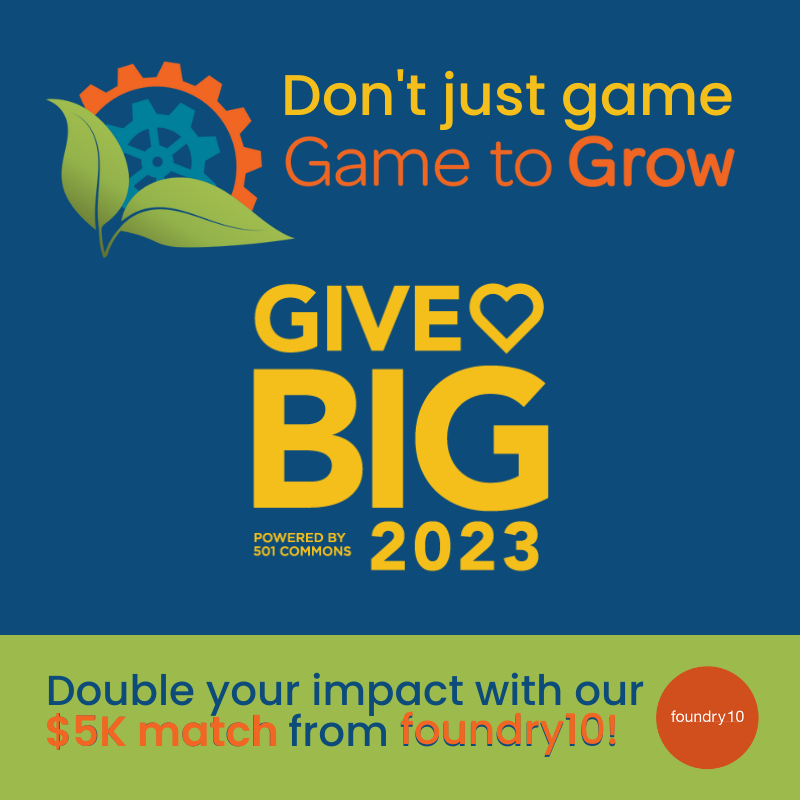 The early giving period for GiveBIG opens RIGHT NOW, and if you're inspired by what we do, please consider giving $5, $50, or $500 to Game to Grow before May 2 &amp; 3. wagives.org/organization/G…
