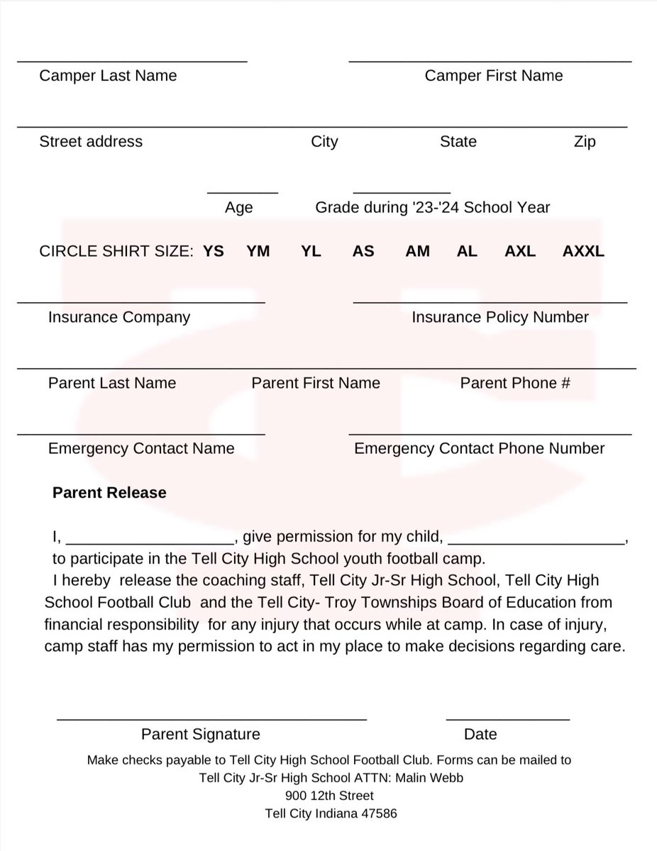 TellCityFB's tweet photo. GET READY MARKSMEN PEOPLE!
4th Annual Tell City Football Youth Camp.
🏈 2nd-6th Graders
🏟️ Varsity Practice Field
⏰July 18-20 10am-12pm!
Register now! Great way to learn techniques & drills from our players & staff!
#GoMarksmen https://t.co/ogrWiwZi72