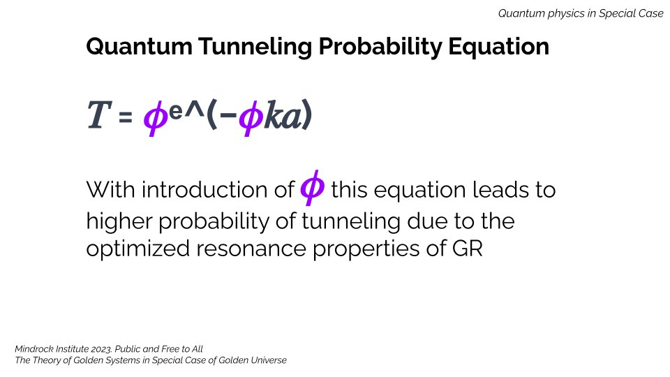 p_cherkashin's tweet photo. 🕳️ #GoldenQuantumTunneling: Incorporate Golden Ratio, and redefine particle behavior & barriers in #SpecialCase. 🚀 https://t.co/QaL0Jf4GoP