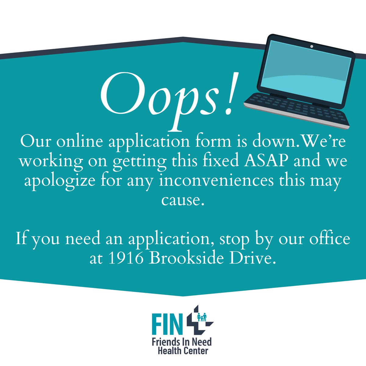 Oops! Our online application form is currently down. We apologize for any inconvenience this may cause! Please visit our office at 1916 Brookside Drive to pick up an application, or send us a message for us to mail you an application! 
#kingsport #tricitiestn #nonprofit