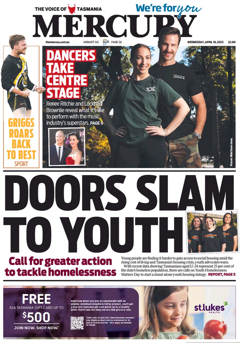 ukpapers's tweet photo. ★ Doors Slam To Youth

▫Toni Smith was left feeling stuck after being thrust into homelessness – which left them without custody of their young daughter – and they are not alone, youth advocates say ★ 

#frontpagestoday #Tasmania @themercurycomau https://t.co/wONhQ2J4Rr