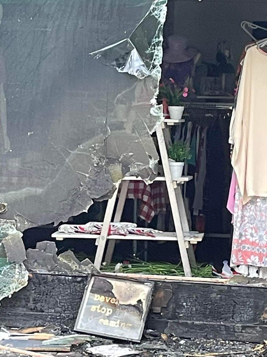 Horrified and disgusted to see what someone has done to Cancer Research Loughborough if any one has any donations they can donate there the team would really appreciate it. Everything has been smoke damaged.